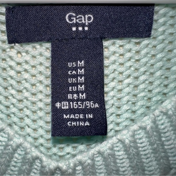 GAP Mint Green Knit Cotton Crop Crewneck Sweater Size Medium - Picture 3 of 6
